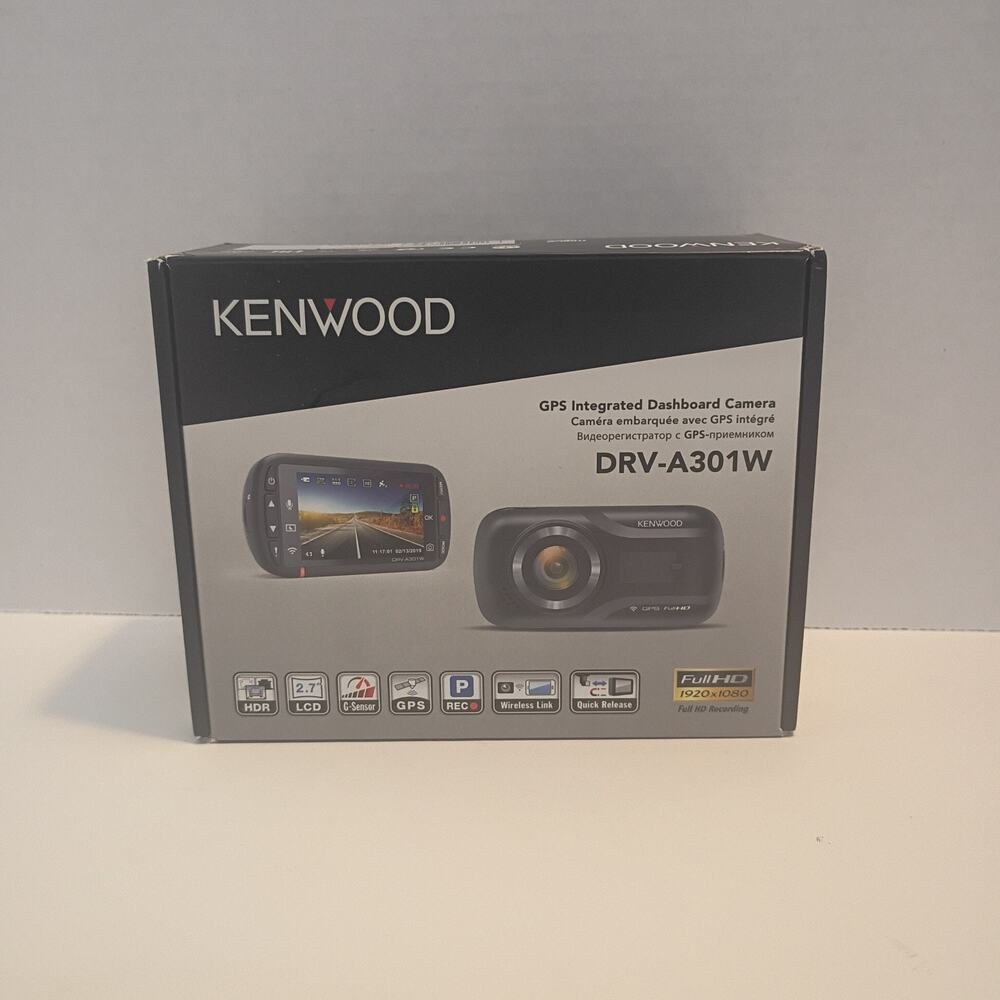 NEW IN BOX - Kenwood DRV-A301W 2.7” Color Dash Cam W/GPS Full HD Micro SD Card